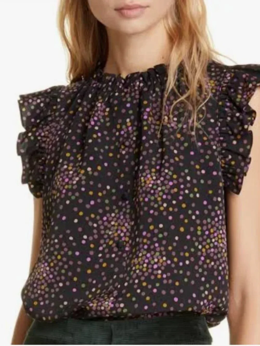 kate spade black disco dots shell top XS